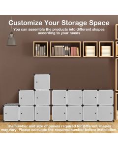 16 Cube Cabinet Storage Organizer with 2 Clothes Hanging Rails