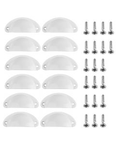 12 pcs Cup Pull Shell Handles Half Moon Kitchen Cupboard Cabinet Door Drawer - White