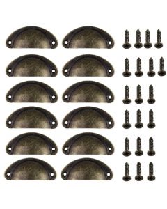 12 pcs Cup Pull Shell Handles Half Moon Kitchen Cupboard Cabinet Door Drawer - Bronze