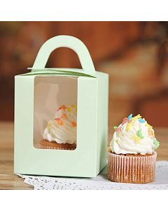 20pcs Wedding Candy Box Single Cupcake Muffin Fairy Cake Boxes with Clear Windows - Green