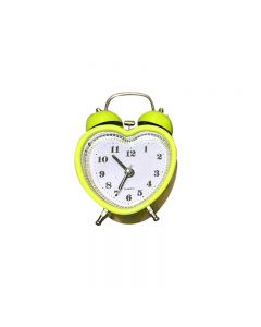 Cute Alarm Clock Mini Heart Shape with Retro Style No Ticking Twin Bell - Green