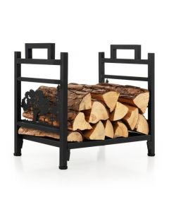 Decorative Firewood Rack with Side Handles and Adjustable Footpads