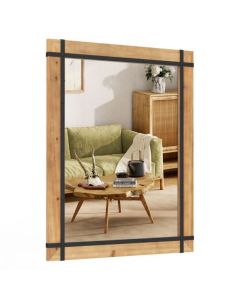Decorative Wall Mirror with Fir Wood Frame and Farmhouse Finish