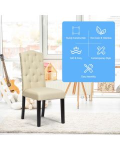 Set of 2 Dining Chairs with Ergonomic High Backrest