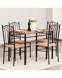 5 Pieces Dining Table and Chair Set with Padded Seat for Bar Kitchen