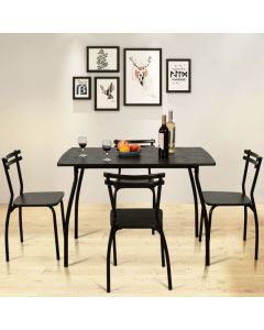 5 Piece Dining Table and Chair Set with Curved Back for Bar Kitchen