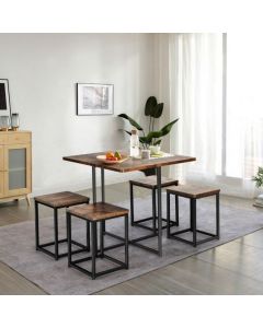 5 Piece Square Dining Table and Chair Set for Dining Room Kitchen Bar