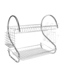 2 Tier Dish Drainer Rack with Drip Tray Draining Plate Bowl Rack
