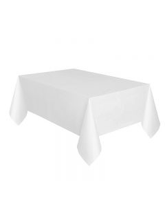 Plastic Rectangle Tablecover Disposable Waterproof Table Cloth Covers for Party Catering - White