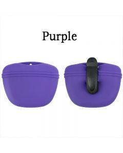 Outdoor Pet Dog Food Treat Snacks Bag Silicone Walking Dog Training Food Pockets Waist Storage Holder - Purple