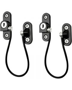 2x White Window Door Cable Restrictor Ventilator Child Safety Security Lock - Black