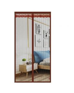 Magnetic Magic Glue Door Net Screen Bug Mosquito Fly Insect Curtain Mesh Guard - 100x210cm Coffee