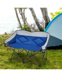 Double Folding Camping Chair with Padded Seat and Storage Pockets