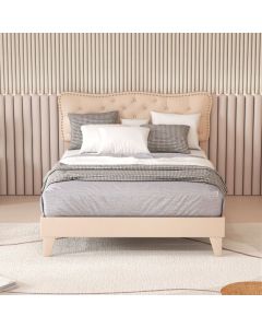 Double/King Size Bed Frame with Button Tufted Headboard