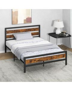 Double/King Size Bed Frame with Rustic Headboard and Footboard