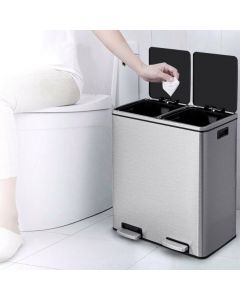 Double Recycle Pedal Bin wth Dual Removable Compartments for Home