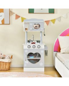 Double-Sided Kid's Play Kitchen Set with Stove and Sink