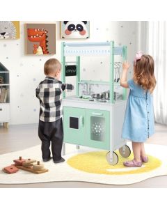 Double-sided Pretend Play Kitchen with Remote Control for Kids 3+