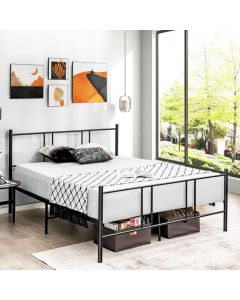 Double Size Slatted Metal Bed Frame with Headboard and Footboard