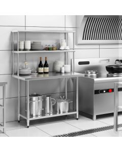 Double Tier Stainless Steel Overshelf with Adjustable Lower Shelf for Restaurant