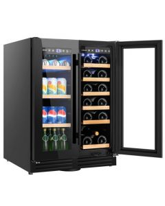 2-Door Dual Zone Beverage Wine Fridge with Auto Defrost Function