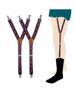 2 pcs Elastic Garters Non-slip Locking Socks Clamp Suspender Shirt Stay - Wine Red