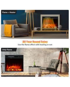 18"/45cm Electric Fireplace 1500W with Remote Control and Adjustable Flame