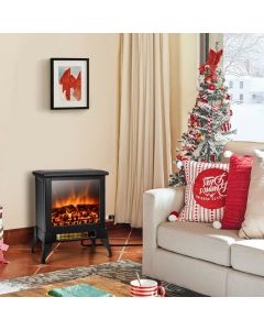 2000W Electric Freestanding Fireplace Stove Heater with Adjustable Thermostat