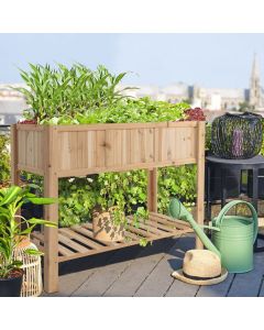 Elevated Wooden Raised Garden Bed for Vegetables and Flowers