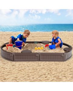 6 Feet Elliptic Sandbox with Waterproof Cover Bottom Liner