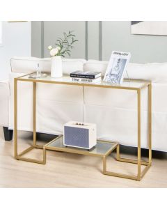 Entryway Hallway Table with Anti-Tipping Kit and Tempered Glass Shelves