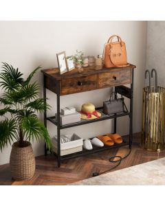 Entryway Narrow Console Table with Charging Station