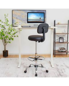 Ergonomic Drafting Chair with Backrest and Adjustable Footrest