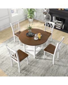 5 Pieces Extendable Dining Table Set with 2-Tier Storage Shelf