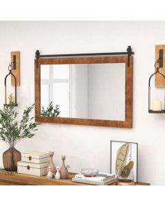 Farmhouse Bathroom Wall Mirro with Fir Wood Frame