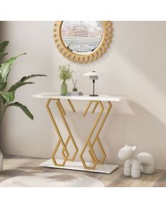 Faux Marble Console Table with Adjustable Foot Pads