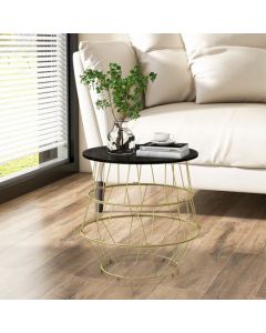 Faux Marble Top Side Table with Gold Metal Frame