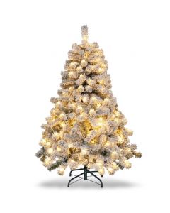 4.5 Feet Flocked Christmas Tree with 295 Tips and 150 LED Lights