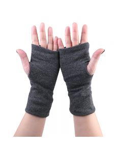 1 Pair Women Cotton Fingerless Arm Winter Gloves Hand Long Warmer Mittens - Grey