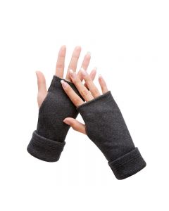 1 Pair Girl Cotton Fingerless Gloves Warm Arm Hand Long Warmer Mittens for Winter - Black