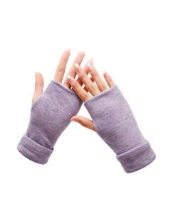 1 Pair Girl Cotton Fingerless Gloves Warm Arm Hand Long Warmer Mittens for Winter - Purple