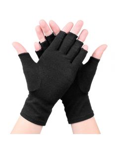 1 Pair Fingerless Gloves Compression Gloves Arthritis Pain Relief - Black M