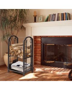 Firewood Log Rack with 4 Pieces Fireplace Tools