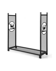 Firewood Rack Stand with Mesh Sides and Deer Tree Patterns