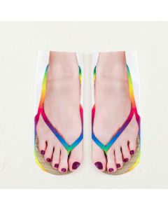 1 Pair 3D Pattern Flip Flop Socks Funny Sock Novelty Show Off Socks - Colored