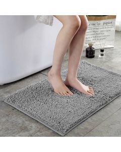 Non Slip Chenille Floor Mat Bath Mat Set Absorbent Mat Blanket - Grey