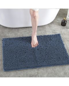 Non Slip Chenille Floor Mat Bath Mat Set Absorbent Mat Blanket - Blue