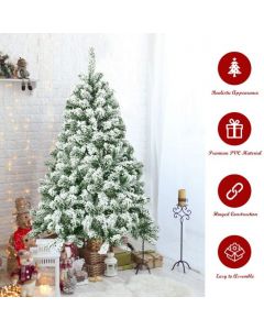 4.5ft Snow Flocked Hinged Pine Foldable Christmas Tree