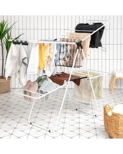 2-Level Foldable Clothes Drying Rack with Adjustable Gullwing