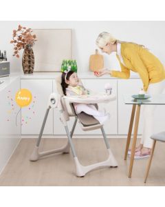Foldable Convertible Baby High Chair with Adjustable Height and Removable Tray